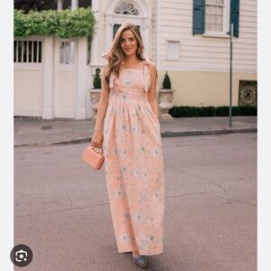 Gal Meets Glam x Anthropologie Peach Floral Maxi Dress
